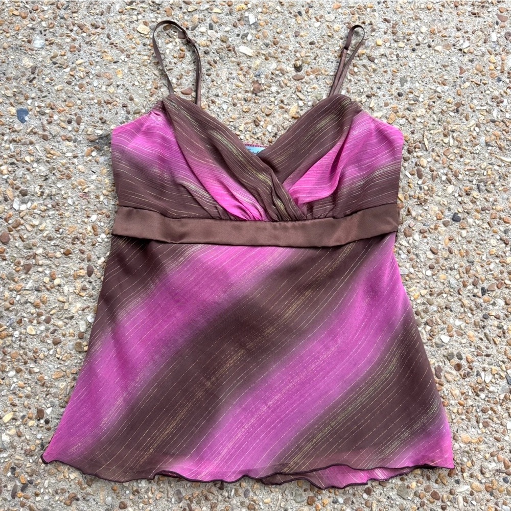 VTG Y2K 90s Funkadelic Gold Metallic Pink Brown Tank Size S Made in USA